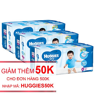 Combo 3 Tã Dán Huggies Dry Jumbo Gói Đại Size XL (34 Miếng)