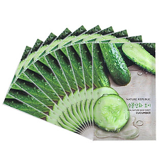 Combo 10 Mặt Nạ Đắp Chiết Dưa Leonature Republic Real Nature Cucumber Mask Sheet