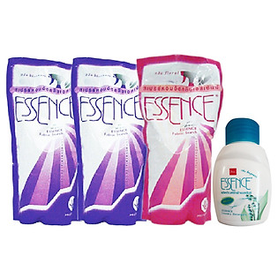 Combo Essence 2 Bịch Xịt Ủi Tím 600ml + 1 Bịch Xịt Ủi Hồng 600ml + Nước Giặt 50ml