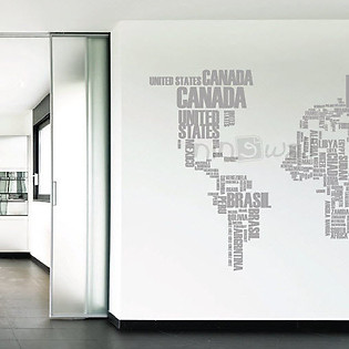Decal Dán Tường Ninewall World Map In Words FT001