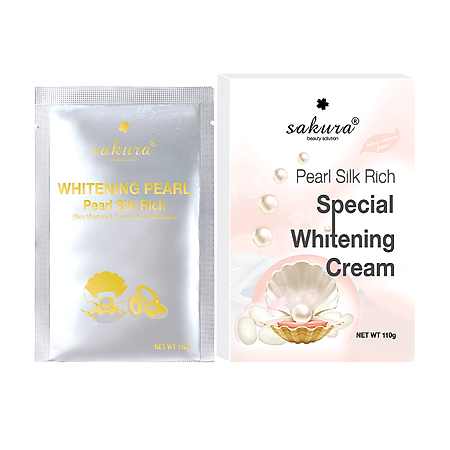 Kem Tắm Trắng Ngọc Trai Tơ Tằm Sakura Pearl Silk Rich Special Whitening Mask Cream (110g)