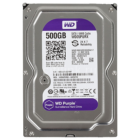 Ổ Cứng Trong PC WD  500GB (64MB) 3.5″ Purple™