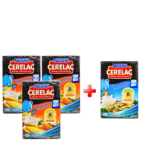 Combo 3 Hộp Bột Ăn Dặm Nestle Cerelac - Gà Hầm Cà Rốt (200g)