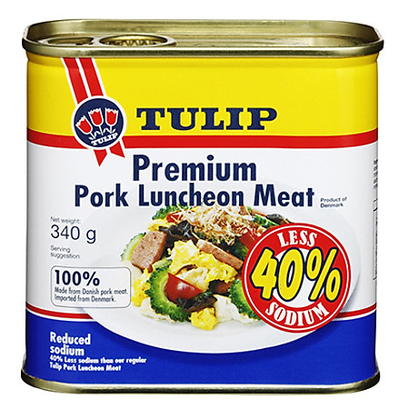 Thịt Hộp Tulip Pork Luncheon Meat 40% Less Sodium 340g