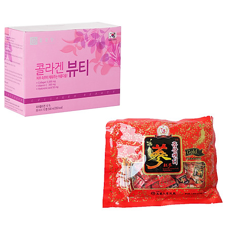 Combo Thực Phẩm Chức Năng 1 Hộp Nước Uống Collagen Beauty + 1 Kẹo Sâm Chong Kun Dang
