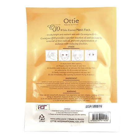 Mặt Nạ Dưỡng Da Chống Lão Hóa Q10 Ottie Coenzyme Q10 White Essence Mask Pack - 5503 (Miếng 21g)