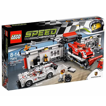 Mô Hình LEGO Speed Champions - Xe Đua Porsche 919 Hybrid Và Xe Đua 917K Pit Lane 75876 (732 Mảnh Ghép)