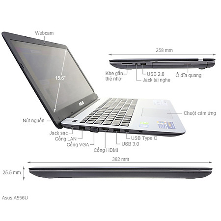 Laptop Asus A556UF-XX062T Xanh