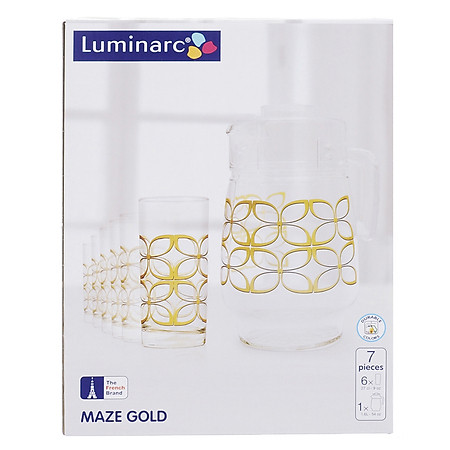 Bộ Bình Ly Thủy Tinh Luminarc 7 Món Maze Gold J6283