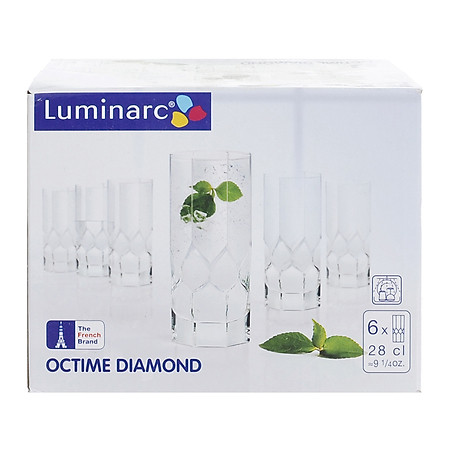 Bộ 6 Ly Thủy Tinh Cao Luminarc Octime Diamond J4135 - (280ml)