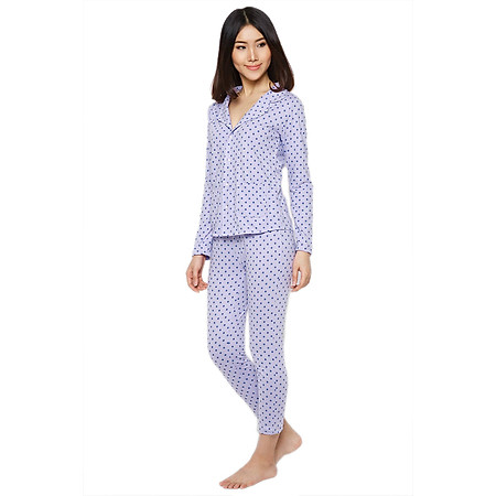 Đồ Bộ Pyjama Labelle DP2 - Tím Chấm Bi Xanh