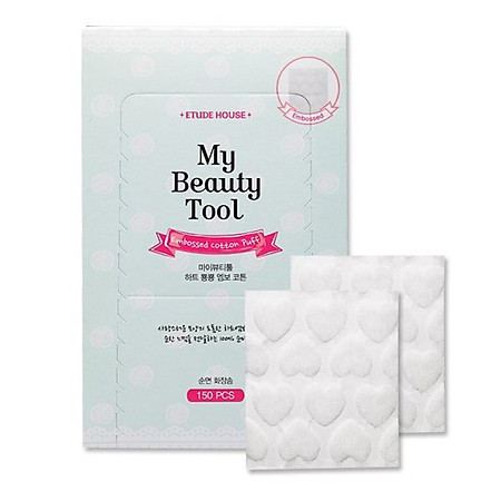 Bông Cotton Hình Trái Tim Etude House My Beauty Tool Embossed Cotton Puff (150 Miếng )