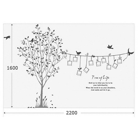 Decal Dán Tường Khung Ảnh NineWall Tree-photo-frame-birds FF0014