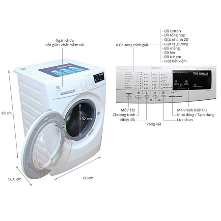 "Máy Giặt Cửa Ngang Electrolux EWF85743 (7,5kg)"