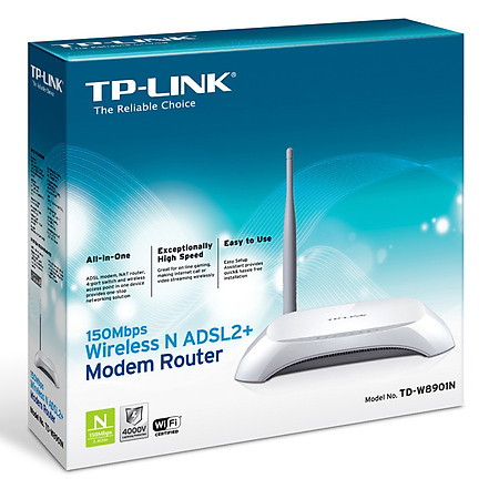 Bộ Định Tuyến Modem ADSL2+ Không Dây TP-Link TD-W8901N