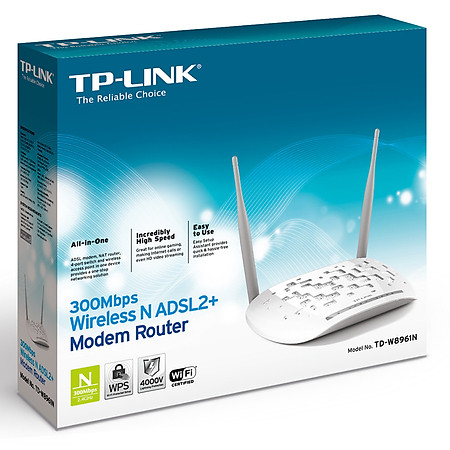 Bộ Định Tuyến Modem ADSL2+ Không dây TP-Link TD-W8961N
