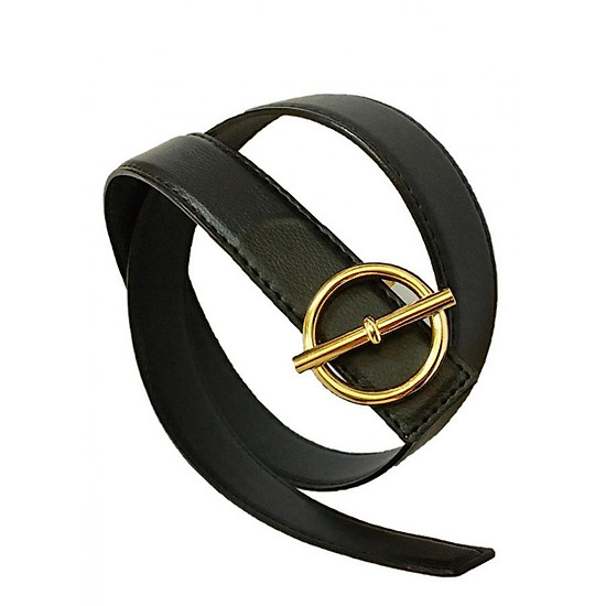 Thắt lưng dây nịt nam mặt khóa tròn chạm thời trang độc đáo MT01 (mặt vàng,dây đen)
