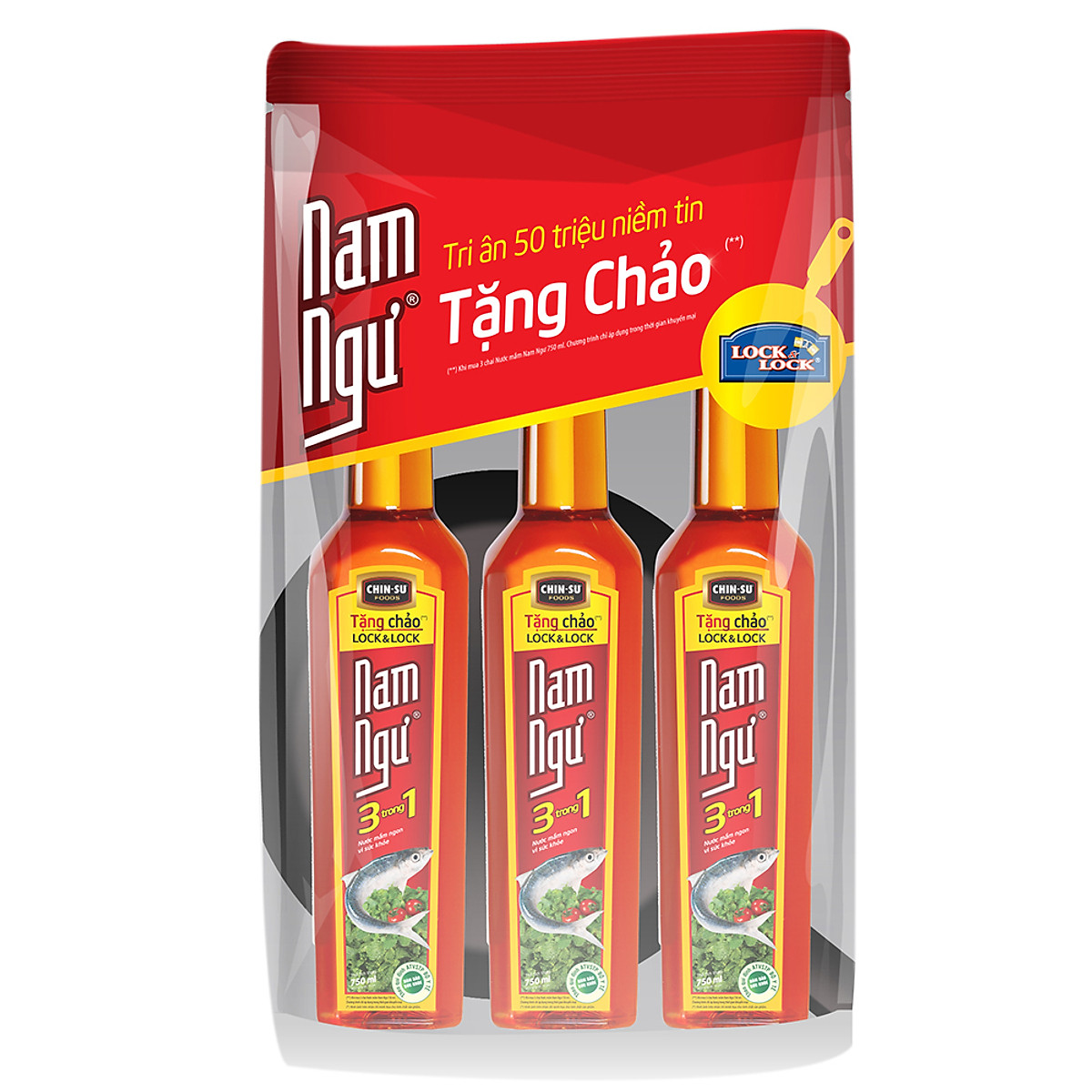 Mua combo 3 chai nước mắm nam ngư - tặng 1 chảo chống dính