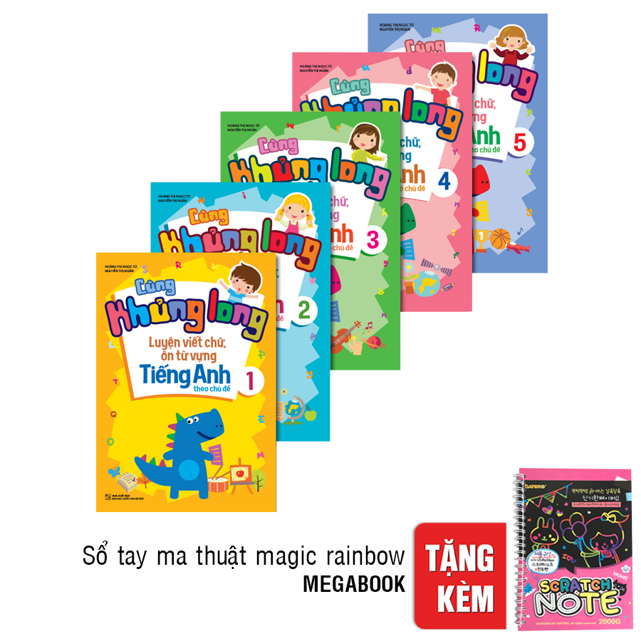 Bìa sách Combo 5 Cuốn Cùng Khủng Long Luyện Viết Chữ - Ôn Từ Vựng Tiếng Anh Theo Chủ Đề (Tặng Kèm Sổ Tay Ma Thuật A5 Magic...