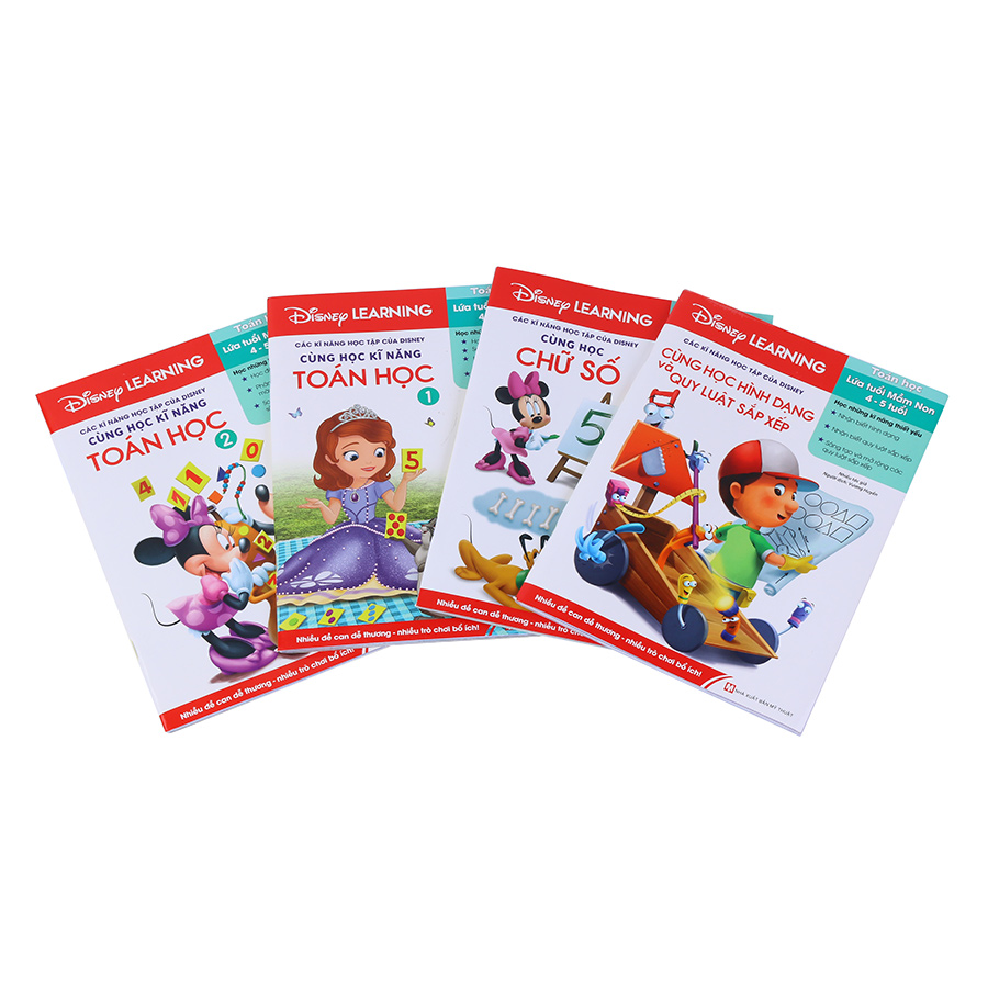 Bìa sách Combo Disney Learning - Kỹ Năng Toán Học 1 (4-5 Tuổi - Bộ 4 Quyển)