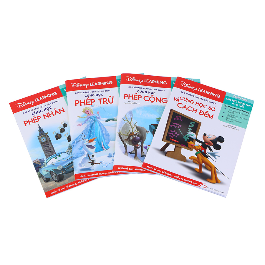 Bìa sách Combo Disney Learning - Kỹ Năng Toán Học 2 (5-6 Tuổi - Bộ 4 Quyển)