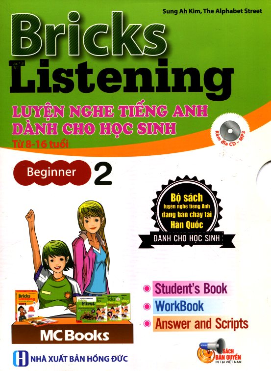 Bìa sách Bricks Listening Beginnner - Luyện Nghe Tiếng Anh Dành Cho Học Sinh Từ 8-16 Tuổi - Beginner 2