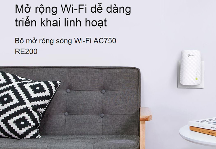 Bộ Kích Sóng Wifi Repeater Băng Tần Kép Ac750 Tp-Link Re200