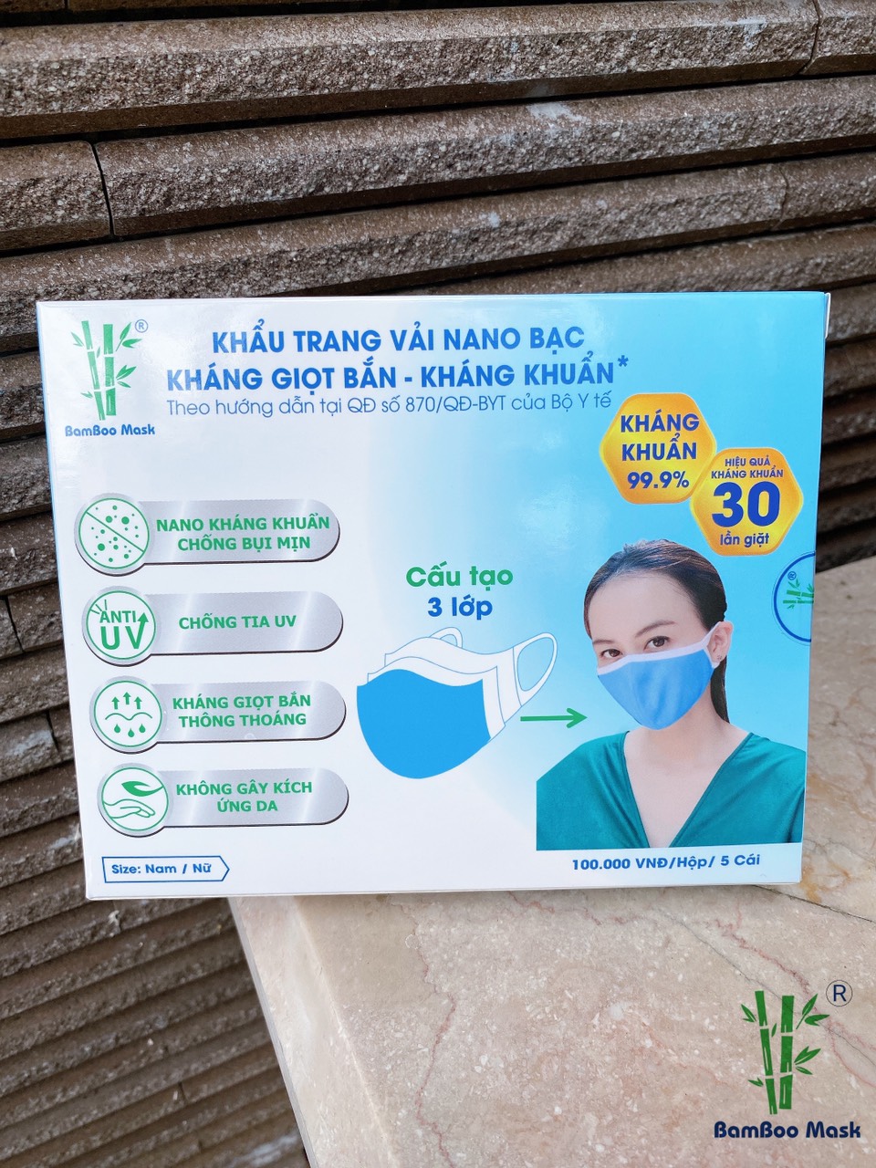 Khẩu Trang Vải Nano Bạc Bamboo Mask