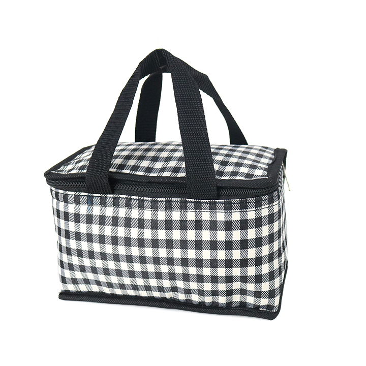Túi giữ nhiệt kiểu ngang caro trắng đen