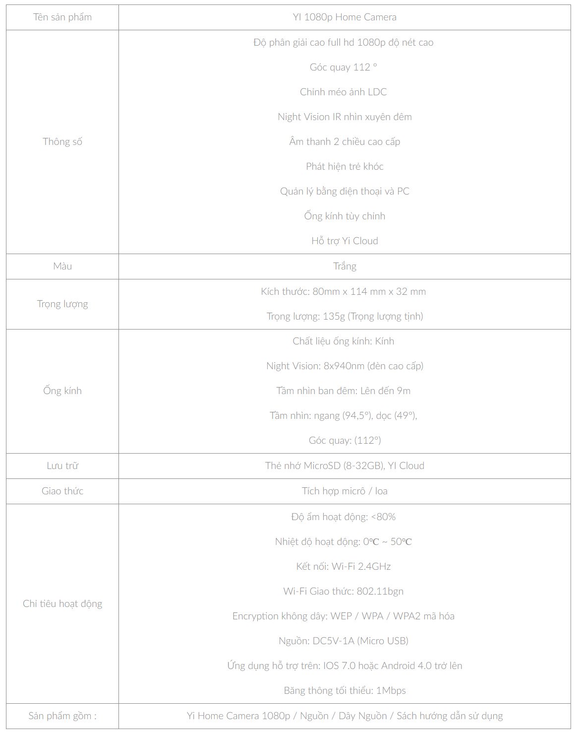 Camera Quan Sát Yi Home 720P HD Quốc Tế - Hàng Chính Hãng