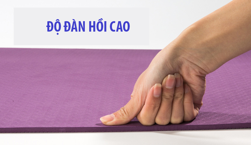 Thảm tập yoga TPE 1 lớp 8mm (Xanh tím) + Tặng túi đựng thảm và dây buộc thảm