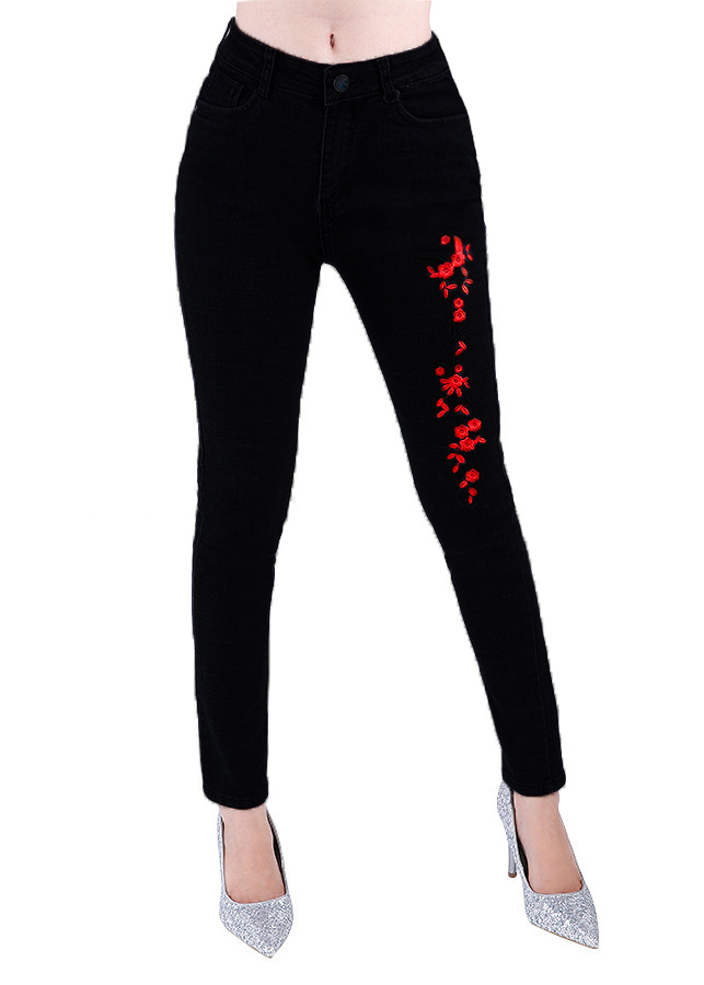 Quần Jean Cotton Thêu Bông Mai JD239