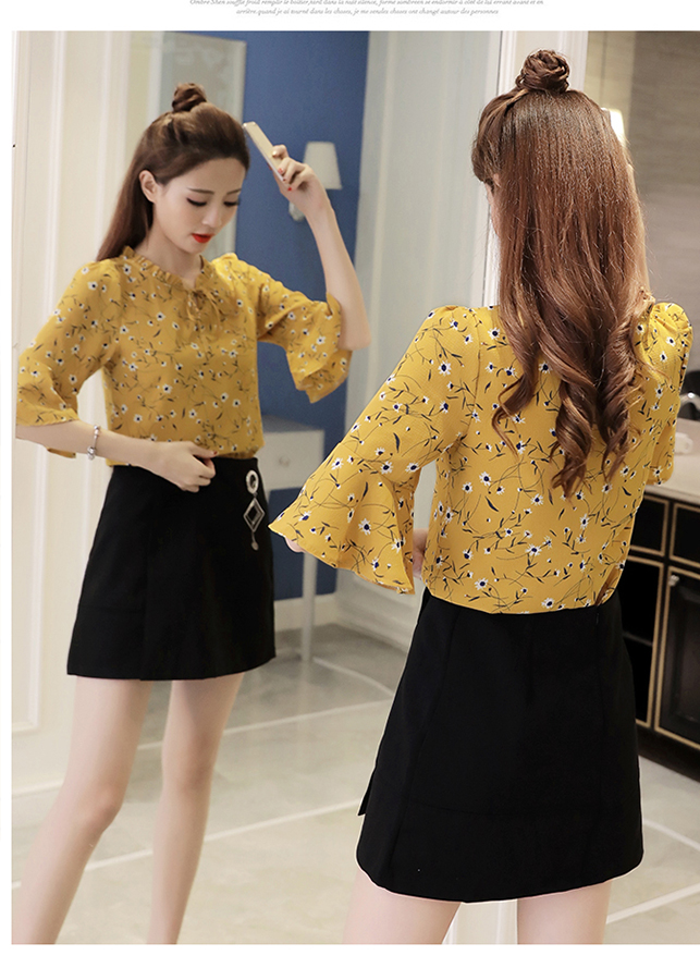 Áo nữ tay lỡ họa tiết hoa lá sm139