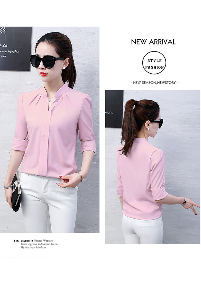 sơ mi nữ tay dài cổ v sm08
