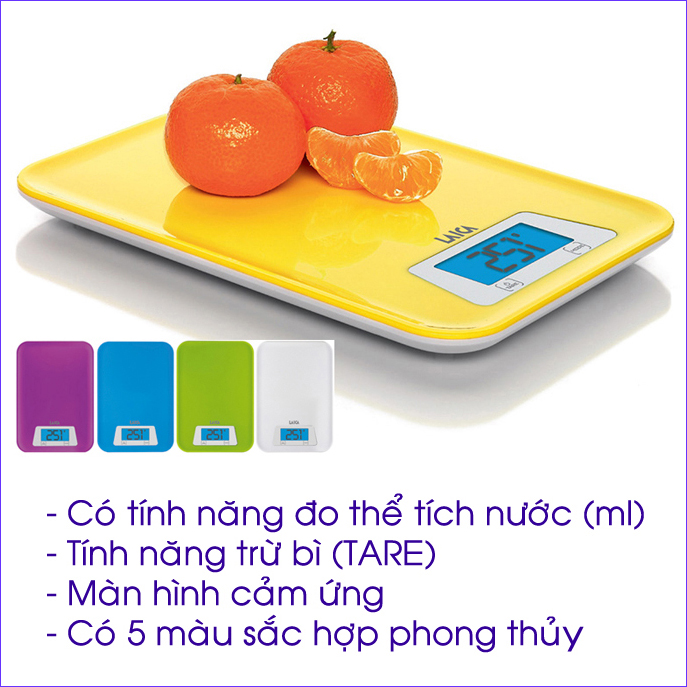 Cân dinh dưỡng nhà bếp đo Trọng lượng và Thể tích nước - LAICA KS1023 - ITALY