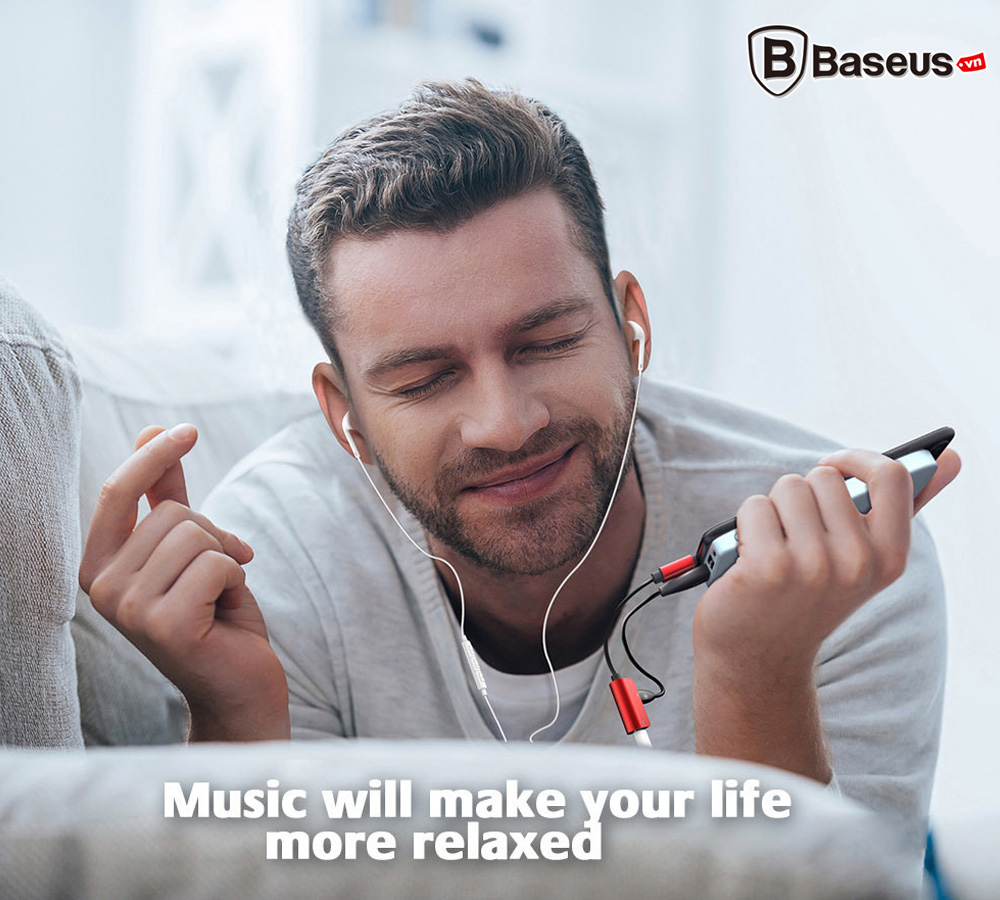 Adapter Baseus Tích Hợp 2 Trong 1 Cho IPhone 7/8 Baseus - Đỏ