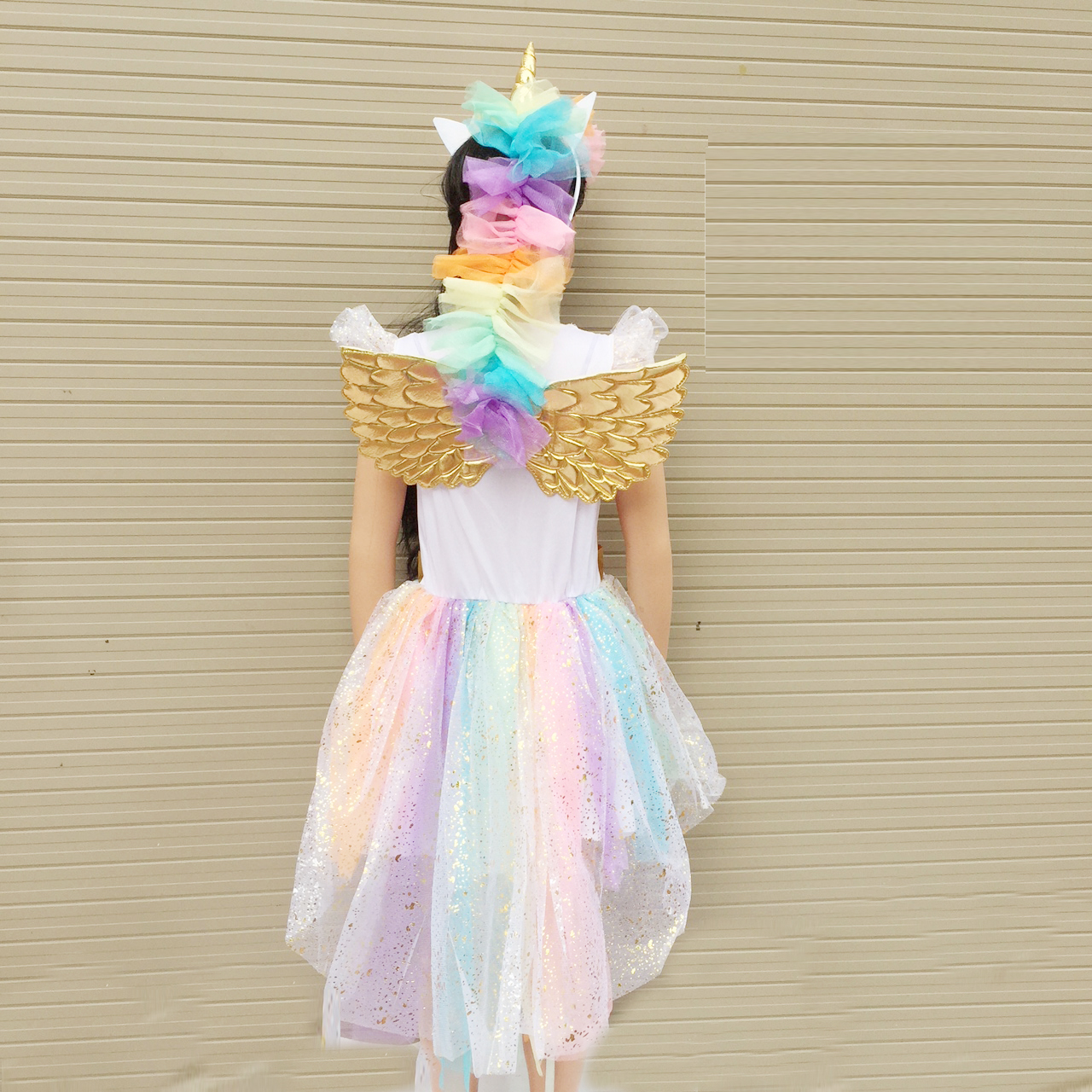 Bộ váy hóa trang Ngựa Pony cầu vồng có cánh cho dịp Trung thu, halloween