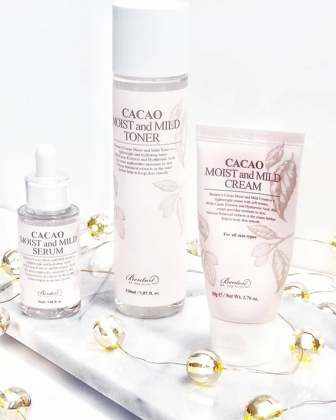 Bộ sản phẩm dưỡng ẩm phục hồi da chuyên sâu từ tinh chất cacao Benton Cacao Moist and Mild (Toner, Serum, Cream)