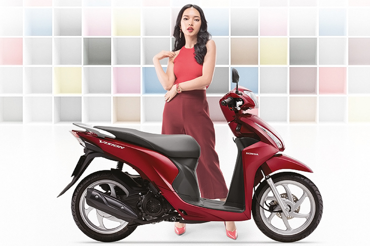 Xe Máy Honda Vision 2018 Phiên Bản Thời Trang - Đỏ Đậm Đen - Tặng Nón Bảo Hiểm, Bảo Hiểm Xe Máy, Thảm Xe Máy