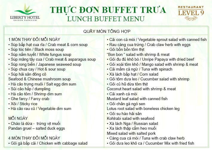 Buffet Trưa Với 70 Món Á, Âu, Việt Và Hải Sản Nướng - Nhà hàng - Liberty Hotel Saigon Parkview