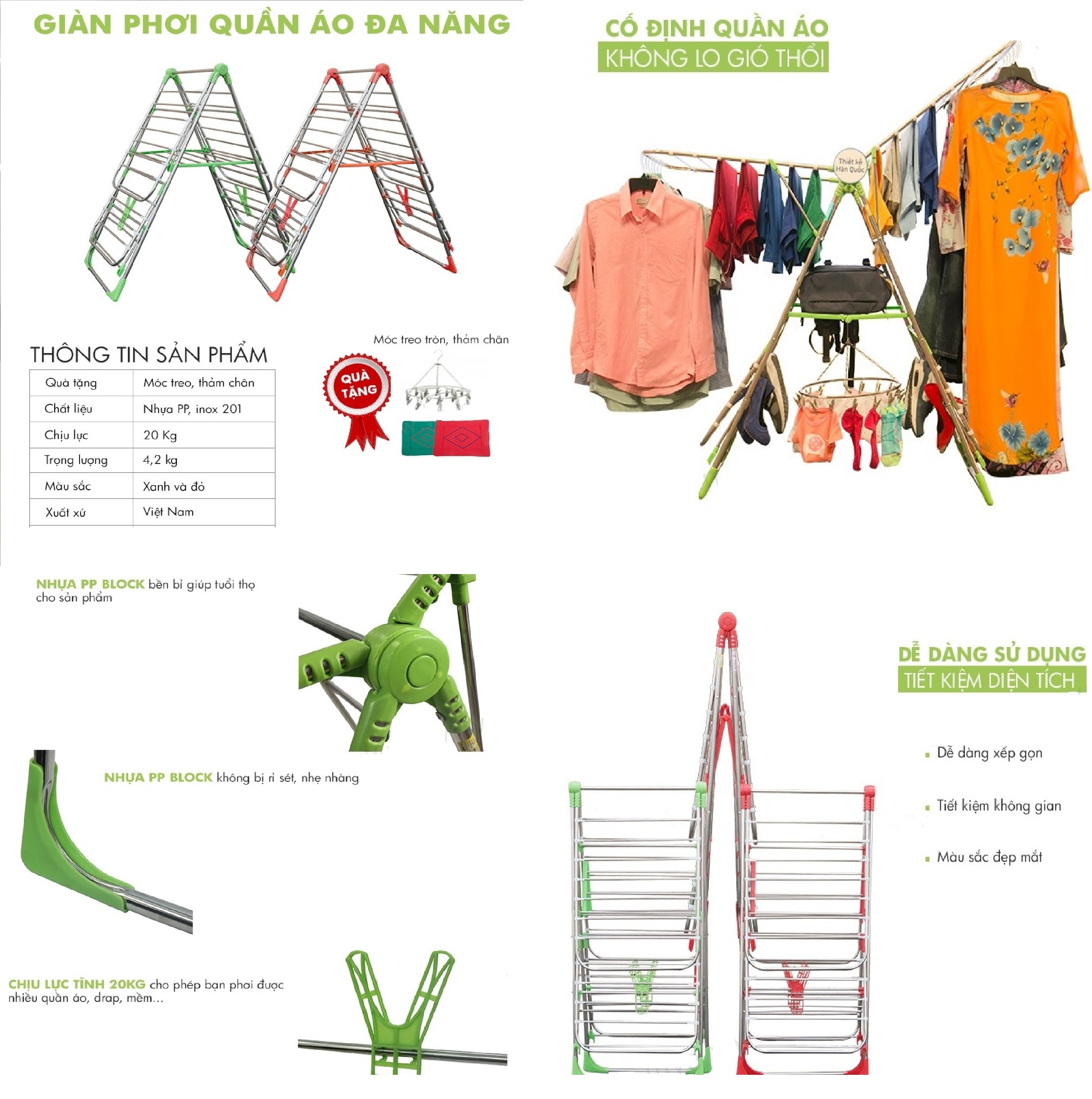 Giàn Phơi Inox Đa Năng Nhiều Tầng 