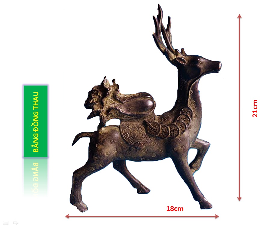 Tượng Hươu Sao bằng đồng thau cao 21 cm