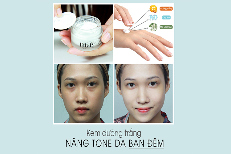 Kem Dưỡng Trắng Nâng Tone Da Ban Đêm May Premium White Facial Night Cream (15g)