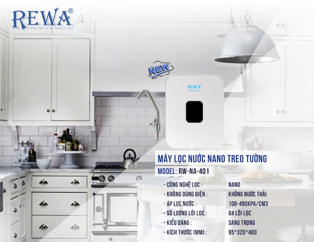 Máy Lọc Nước Rewa RW-NA-401 (Xanh)