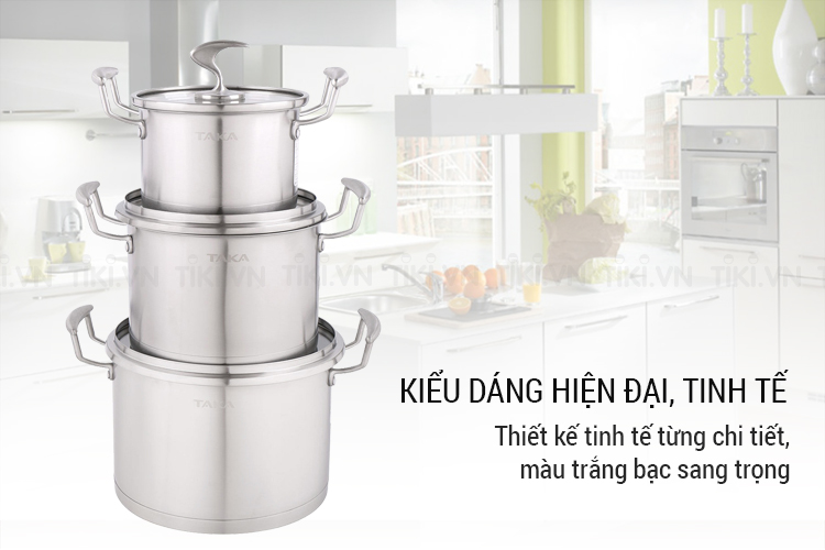 Bộ Nồi Inox Taka TKC03A (16 - 20 - 24cm)