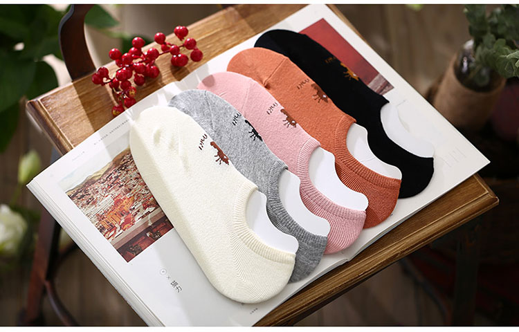 BEJIROG Women's Breathable Cotton No-Show Socks 5pcs, Assorted Colors