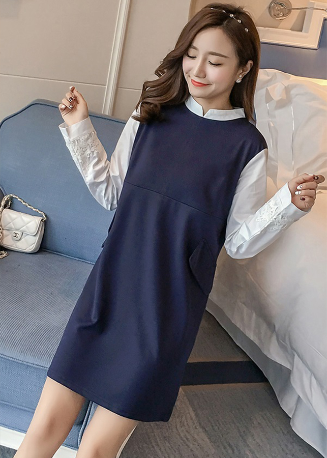 Đầm bầu công sở dáng suông có khóa db29