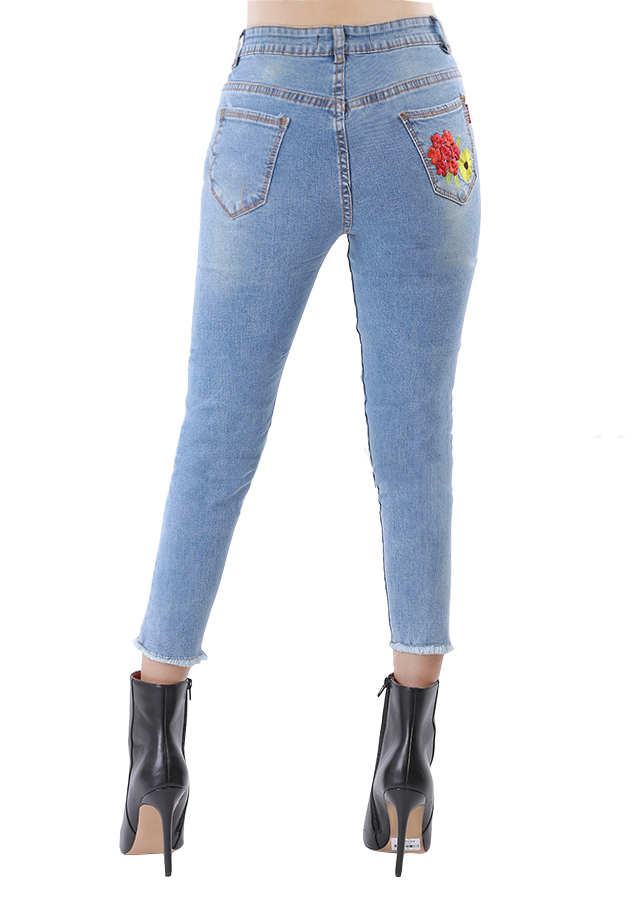 Quần Jean 9 Tấc Thêu Bông JZ909