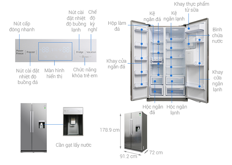 Tủ Lạnh Side By Side Inverter LG GR-B247GP (626L)