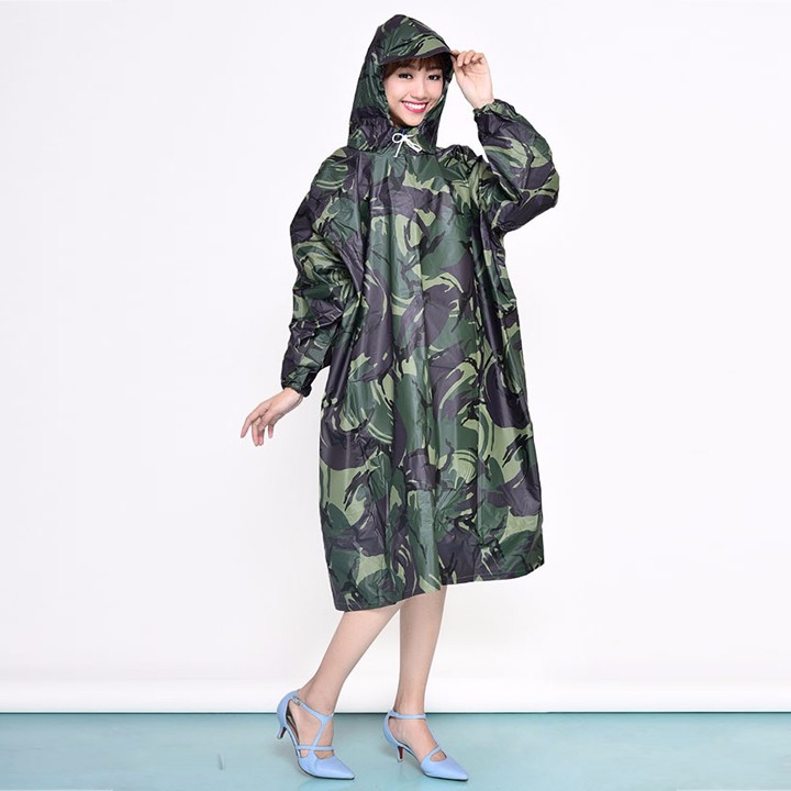 Áo mưa họa tiết lính không xẻ tà 2016
